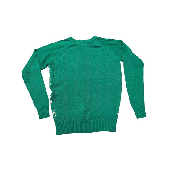 Disney Mickey Mouse Christmas Sweater Green White Fair Isle Print XS - Picture 6 of 6